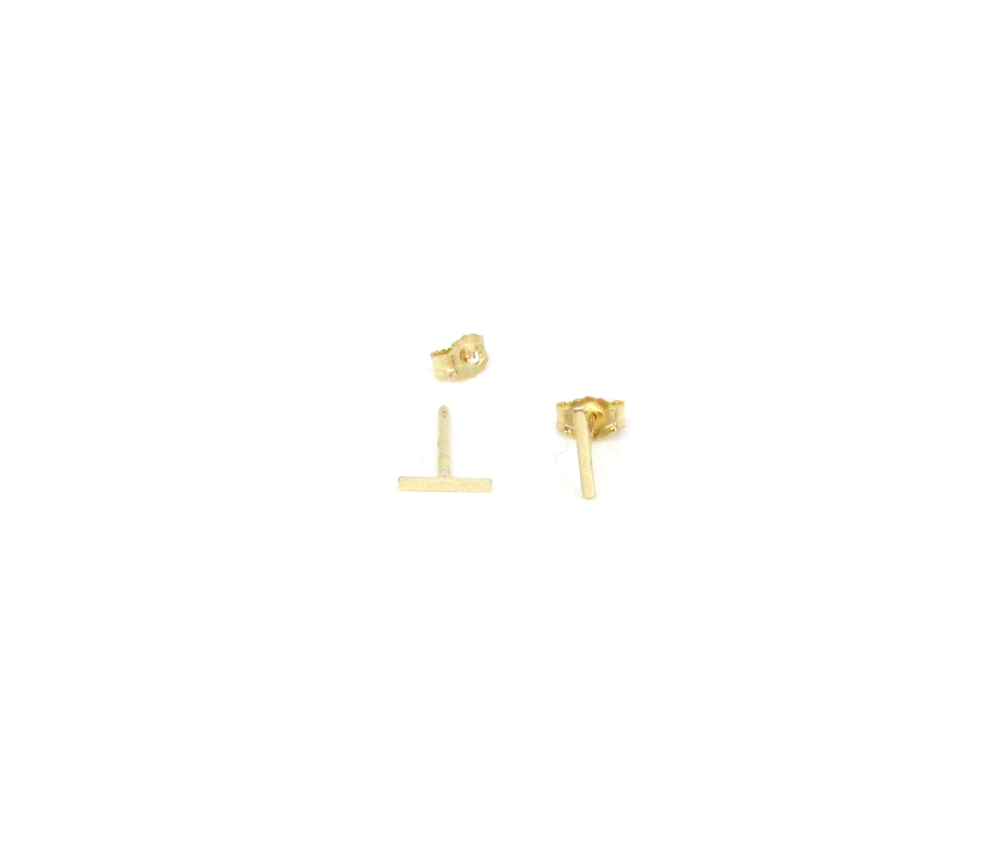 14K Gold Tiny Bar Stud Earrings | Polished & Matte Minimalist Studs